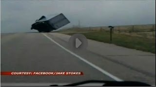 Tractor trailer driver avoids flipping over [upl. by Rebmeced]