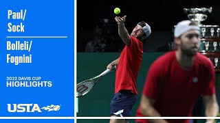 PaulSock vs BolelliFognini Highlights  2022 Davis Cup [upl. by Tips]