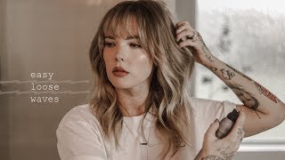 EASY LOOSE WAVES TUTORIAL  hairstylist waves and bangs at home  ImMalloryBrooke [upl. by Nessaj]