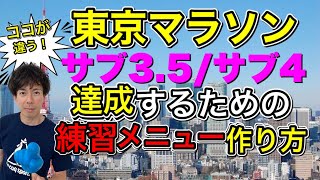 【東京マラソン】ココが違う！サブ35サブ4練習メニューの作り方MarathonLearningchannel [upl. by Nnaerb]