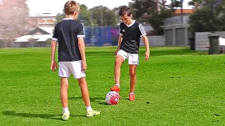 TOP 4  Easy Football Skills for Kids amp Beginner  Tutorial [upl. by Ellecrad]