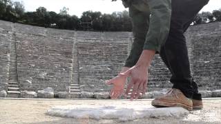 Epidavros theatre acoustics  stamping and clapping hands [upl. by Akinimod]