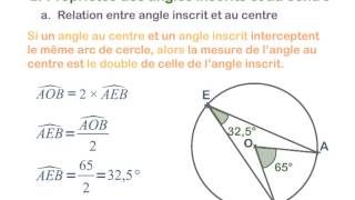 Mathématiques  Angles inscrits et angles au centre [upl. by Zerimar]