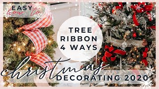 HOW TO PUT RIBBON ON A CHRISTMAS TREE  4 EASY RIBBON TUTORIALS [upl. by Jacobba]