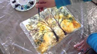 How to Batik Style watercolor painting technique with Kozo Washi [upl. by Ichabod]