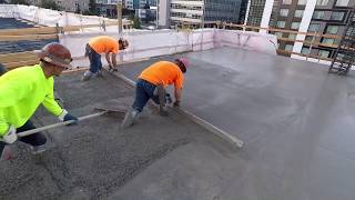 Concrete pour and finishing construction of GOOGLE office building in Seattle [upl. by Rolf]