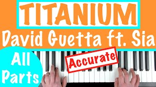 How to play TITANIUM  David Guetta ft Sia Piano Chords Tutorial [upl. by Nerrak]