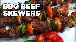 HOW TO MAKE TASTY BBQ BEEF SKEWERS  EASY BEEF SKEWERS RECIPE The cooking nurse [upl. by Norved]