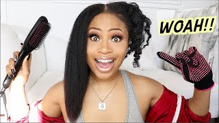 STRAIGHTEN IN 5 MINS  Trying Straightening Brush on Natural Hair [upl. by Ylrahc834]