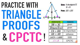 Triangle Congruence Proofs Practice with CPCTC [upl. by Eillo]