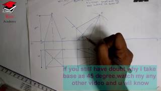 hindi Projection of solid  Square Pyramid 2 view [upl. by Anahsit592]