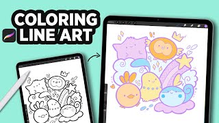 HOW to COLOR LINEART in PROCREATE Shorts [upl. by Roxane]