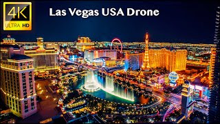 Las Vegas  4K UHD Drone Video at Night [upl. by Waldron]