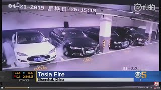 Video Of Parked Tesla That Appears To Explode In China Goes Viral [upl. by Mattheus]