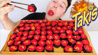 100 Fire Takis Sushi Challenge • MUKBANG [upl. by Ellednek]