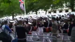 Royal Marines Marching To And From Horse Guards 2014 [upl. by Esorlatsyrc]