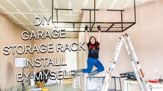 OVERHEAD STORAGE RACK DIY  FLEXIMOUNT RACK INSTALL AND REVIEW [upl. by Asirret]