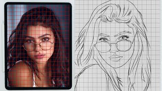 HOW TO DRAW OUTLINE OF FACE BY GRID METHOD  HOW TO DRAW PERFECT FACE OUTLINE [upl. by Reltuc]