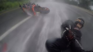 Motorcyclist Saves Girlfriend after Crash in Rain [upl. by Anahsit999]