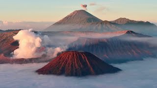 Mount Bromo Java Indonesia  Inside an active volcano  SPECTACULAR scenery [upl. by Ahsimrac940]