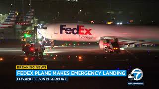 Video FedEx plane makes emergency landing at LAX  ABC7 [upl. by Haggi]