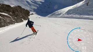 The Sarenne Alpe d’Huez 2019 in 4k skiing over 100 KPH longest black run in Europe [upl. by Notnelc]