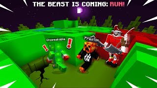 MINECRAFT RUN FROM THE BEAST MAZE ESCAPE with Unspeakable MCPE Maze Run [upl. by Aleahc375]