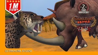 Smilodon VS Woolly Rhinoceros  Dinosaurs Battle Special pong1977 dinosaursbattles dinosaurs [upl. by Ramsden]