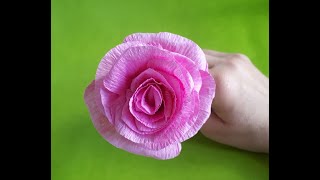 Cómo hacer Rosa de papel crepe fácil DIY Cómo hacer flores [upl. by Sirahc]