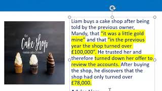 How to apply misrepresentation Liam cupcake scenario [upl. by Livingston]