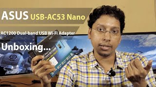 ASUS USBAC53 Nano AC1200 Dualband USB WiFi Adapter unboxing and technical detailsHindi Audio [upl. by Acirderf]