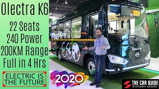 Olectra K6 Electric Bus 2020  22 Seats 240 HP 200KM Range 4 Hours Full Charge  Auto Expo 2020 [upl. by Sephira]