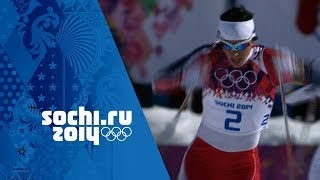 Ladies 15km Skiathlon  Bjoergen Wins Gold  Sochi 2014 Winter Olympics [upl. by Cheatham]