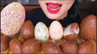 ASMR CHOCOLATE EGGYS EASTER EGGS  DESSERT EATING SOUNDS [upl. by Armmat]