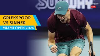 MIAMI OPEN 2024  Tallon Griekspoor vs Jannik Sinner  TENNIS ATP 🔴 [upl. by Strepphon]