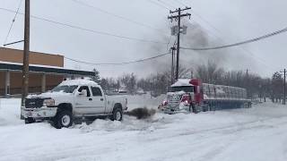 Duramax pulls out stuck semi [upl. by Aelanna]