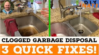 Clogged Kitchen Sink with Garbage Disposal How to Solve Quickly with 3 Easy Fixes  by DIYNate [upl. by Eatnad]