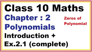 Chapter2 Introduction  Ex 21 Polynomials Ncert Maths Class 10  Cbse [upl. by Aroved]