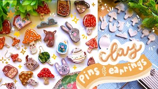 How I Make Clay Pins amp Earrings ✨ [upl. by Pillsbury]