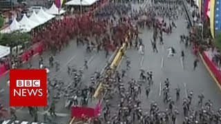 Venezuela drone attack Soldiers seen running  BBC News [upl. by Tija]