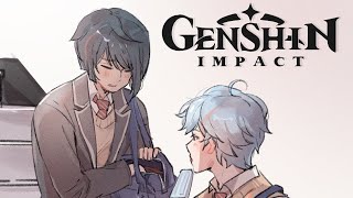 Modern AU Chongyun x Xingqiu  Genshin Impact Comic Dub [upl. by Winslow]