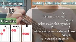 Bubbly  Easy Ukulele Tutorial With Chords Strumming amp Lyrics [upl. by Sukcirdor948]