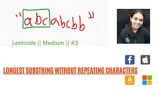 Leetcode 3 Longest Substring Without Repeating Characters [upl. by Nalak]