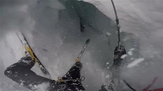 Helmet Cam Captures Skier Falling Into Glacial Crevasse [upl. by Reyaht550]