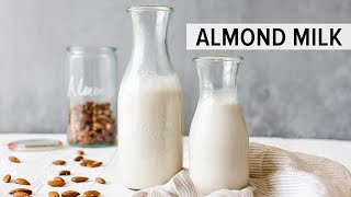 HOW TO MAKE ALMOND MILK  dairyfree vegan nut milk recipe [upl. by Eninej896]