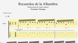 Recuerdos de la Alhambra Tab Tárrega por Jesús Amaya [upl. by Pachton39]