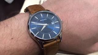 Classic Bulova Blue Dial Watch  Full Review  Battery Change [upl. by Brunn]