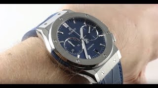 Hublot Classic Fusion Titanium BLUE DIAL 521NX7170LR Luxury Watch Review [upl. by Allecnirp]