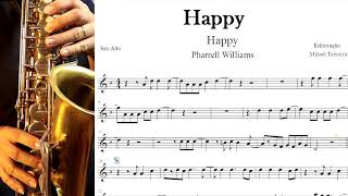 Happy  Partitura  Sax Alto  Sheet Music [upl. by Zednanreh468]