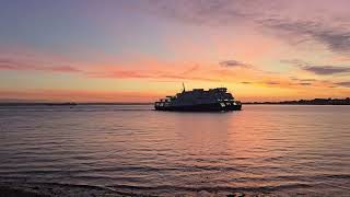 Wightlink ferry Victoria of wight sailing through a sunset into Portsmouth [upl. by Thorley252]